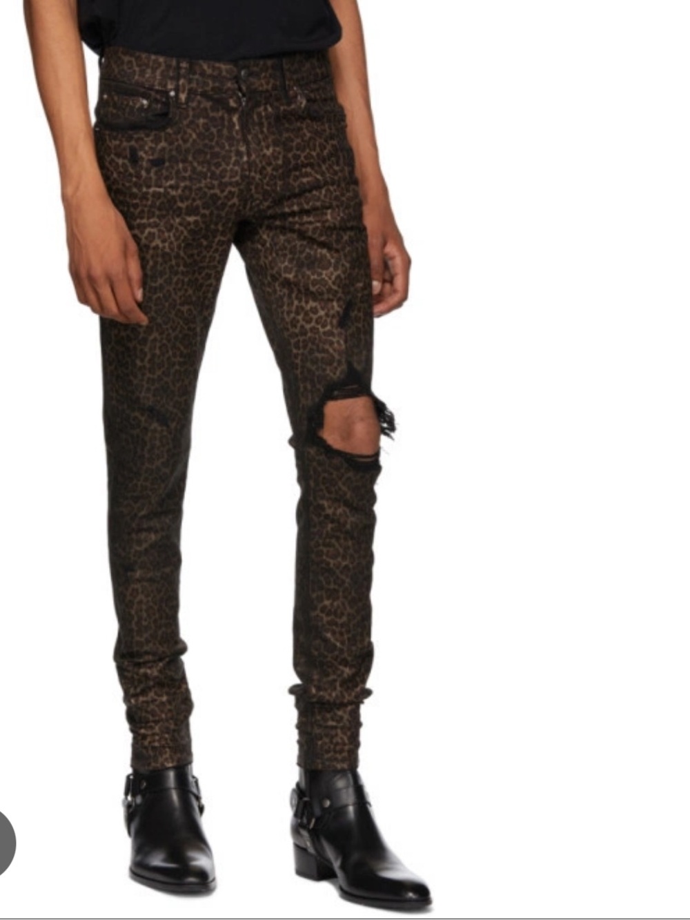 NWT AMIRI Foil Broken Skinny Fit Metallic Leopard Mens Jeans Sz 30
